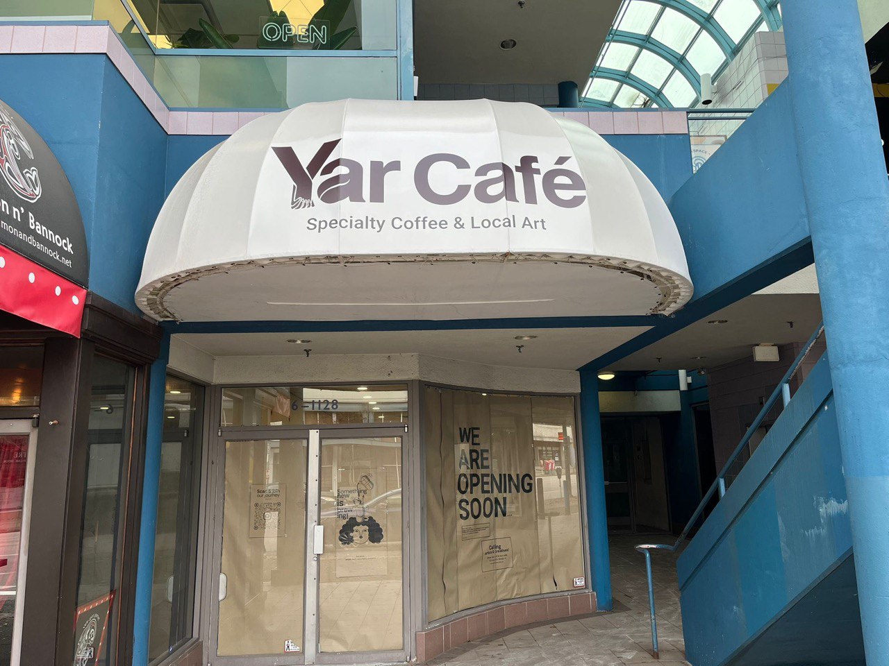 Awning Face Change & Custom Window Graphics for Café Storefront